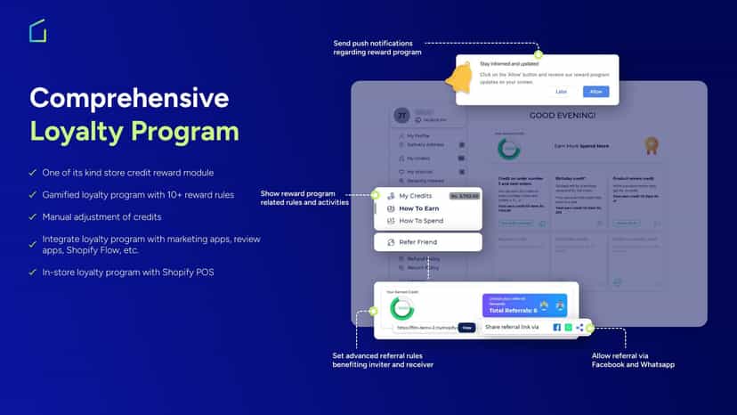 Loyalty & Referral program with 10+ earning triggers
