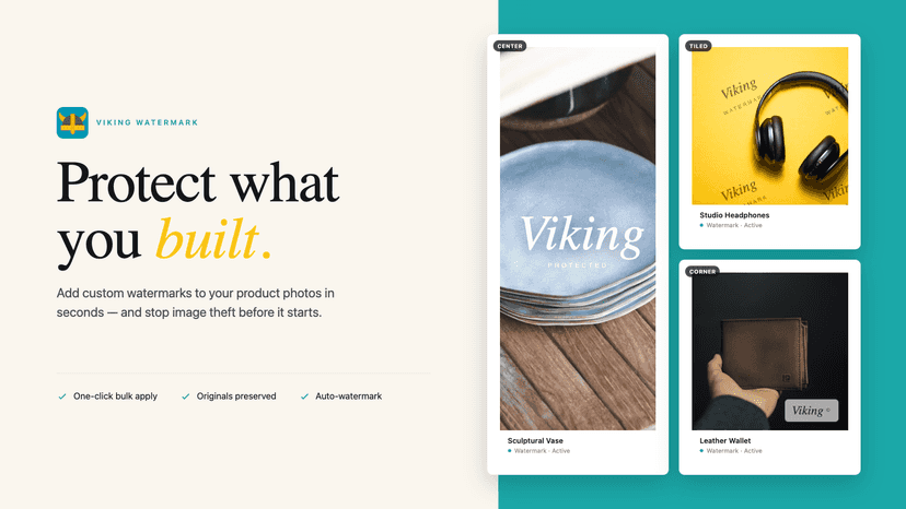 Product photos with center, tiled, and corner watermarks.