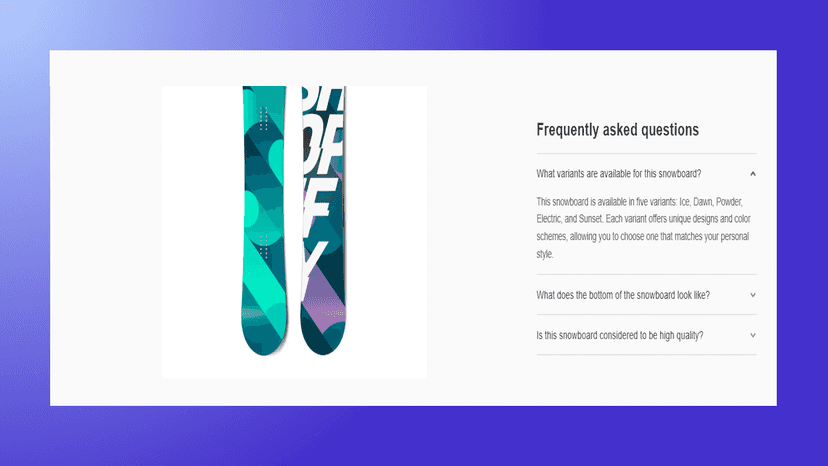 Product page with FAQ