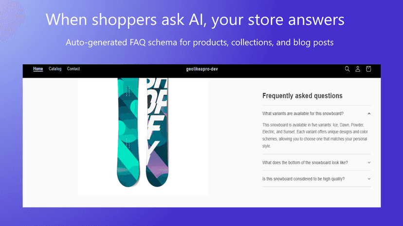 Shopify product page with an expanded FAQ accordion