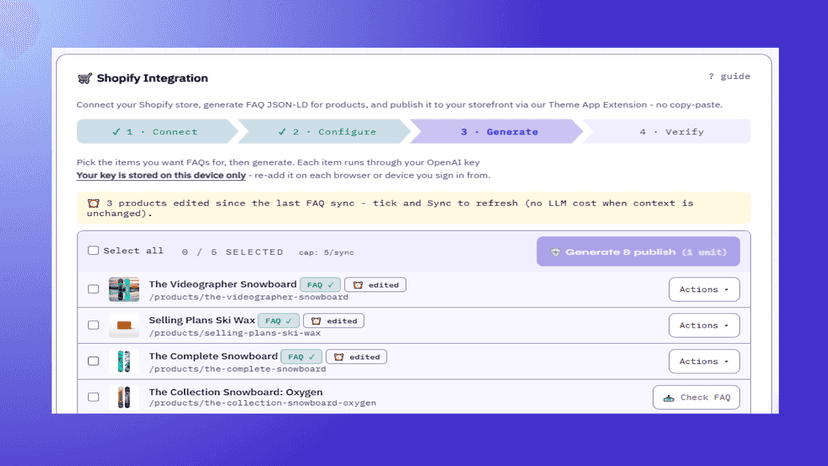Shopify module with store products