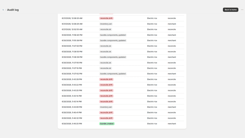 Append-only audit log of every change, with timestamps