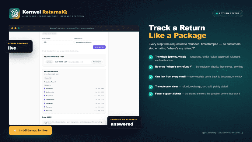 Kernvel ReturnsIQ track details on customer end