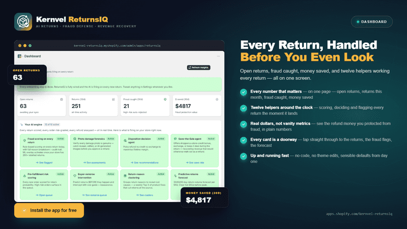 Kernvel ReturnsIQ dashboard