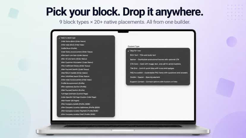 Pick your block. Drop it anywhere.