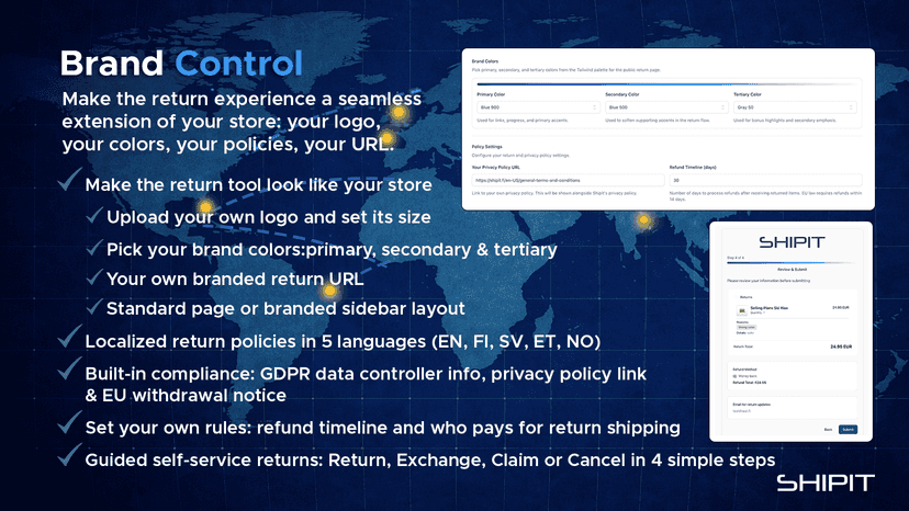 Brand Control: customize return portal with your logo and colors