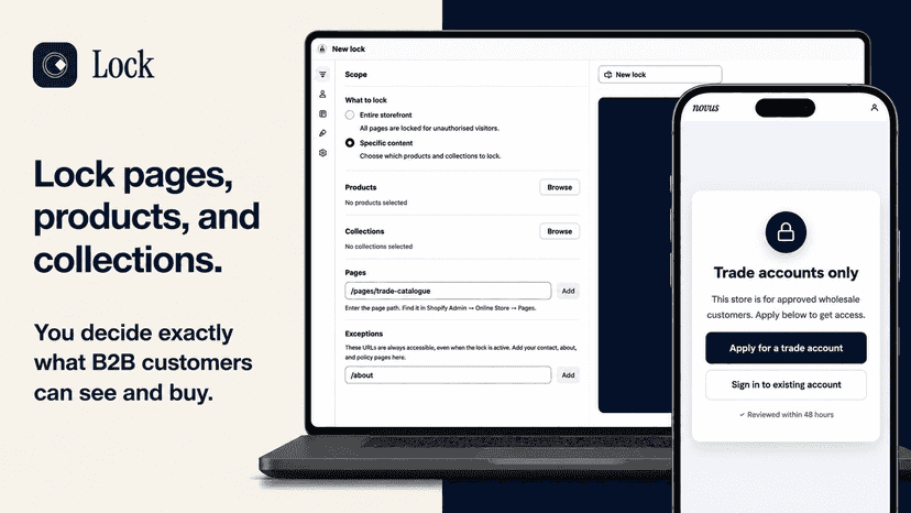 Lock specific pages, products, collections on Shopify B2B store