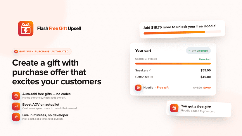 Key benefits of the app - create a gift with purchase offer