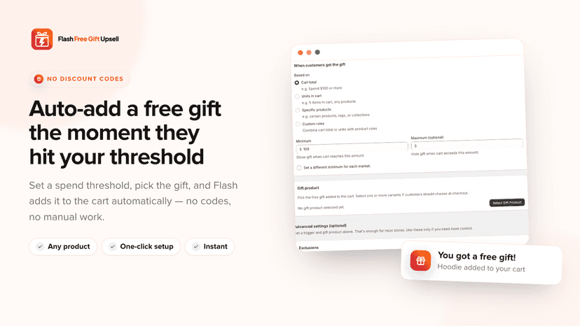Auto add a free gift when a user hits a threshold