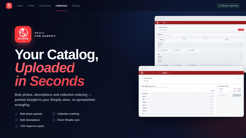 At Once Media — bulk photo upload, renaming, descriptions, sort