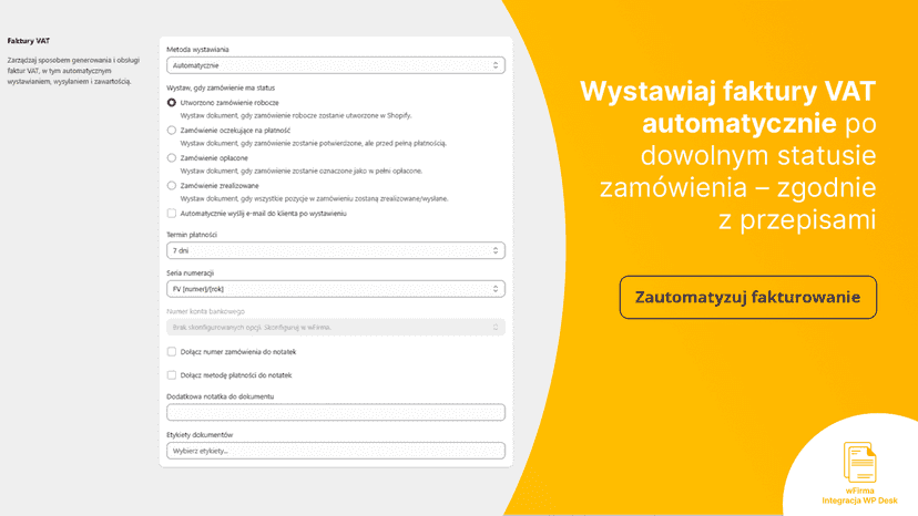 Automatyczne wystawianie faktur VAT z Shopify