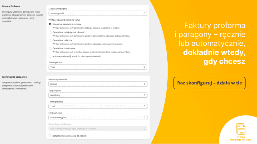 Wystawianie paragonów i faktur proforma w Shopify