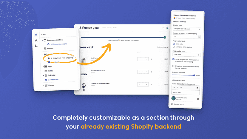 Completely customizable as a section or block in Theme Editor
