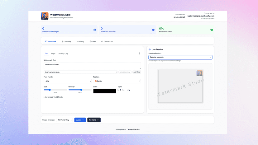 Watermark Studio Dashboard