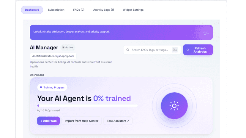 AI Manager - Dashboard