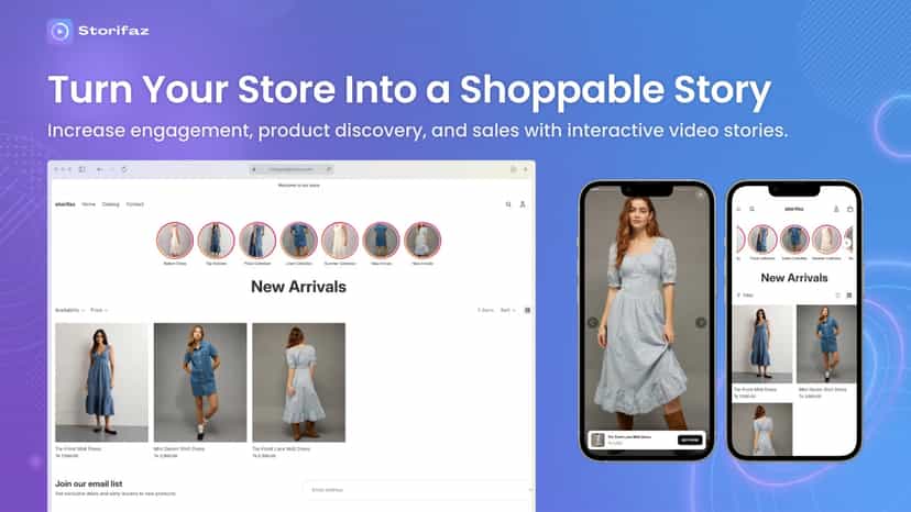 Storifaz story bubbles on Shopify desktop and mobile storefront