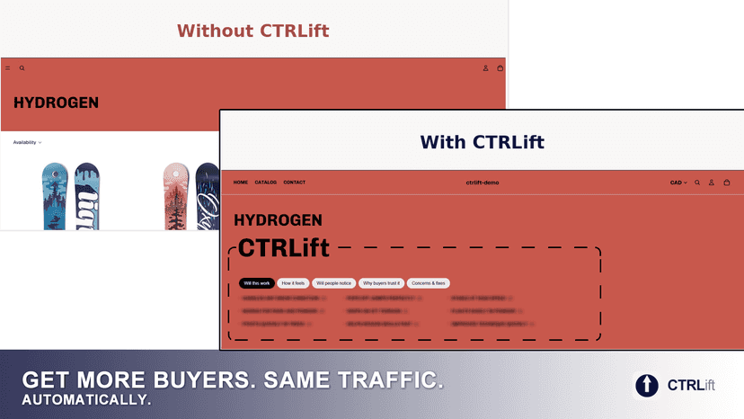 Before and after CTRLift on a collection page