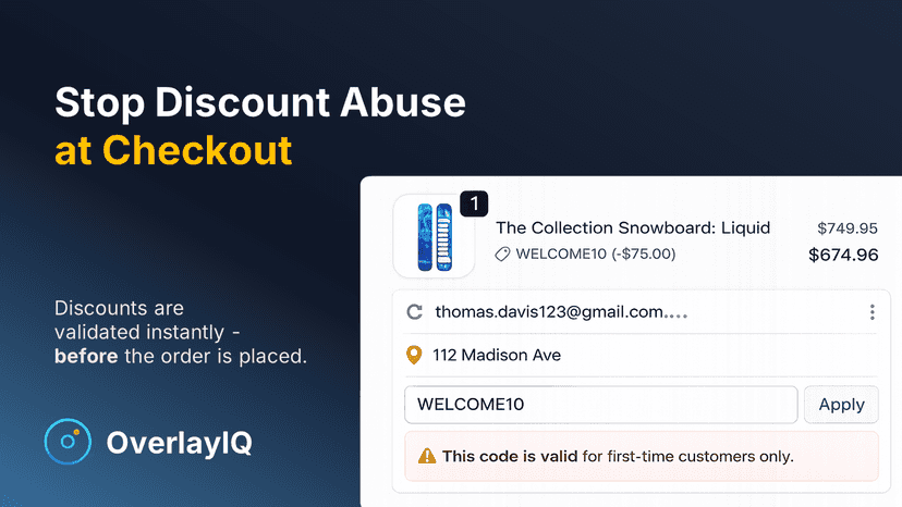 Real-time block showing "code is for first-time customers only.