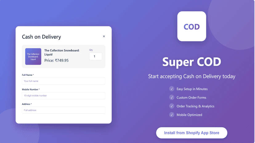 Super COD: Cash on Delivery app for Shopify with order forms