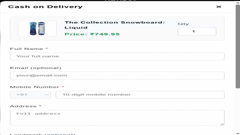 Customers fill out a simple form to place COD orders