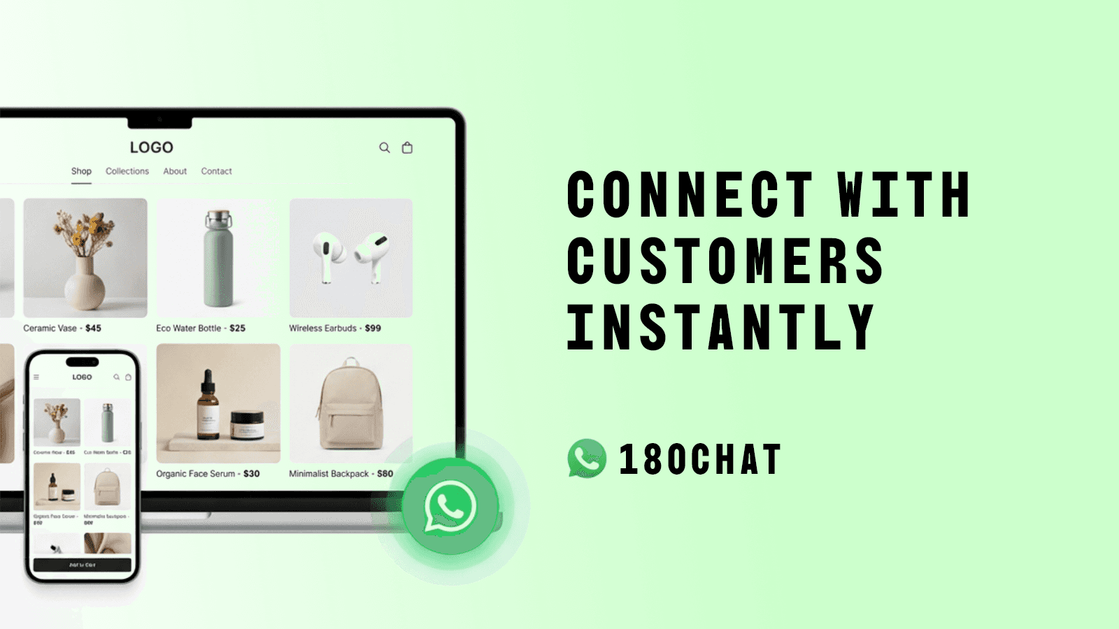 WhatsApp chat button floating on an online store