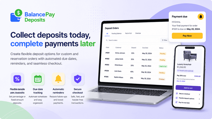 Flexible deposit tracking with automated payment scheduling.