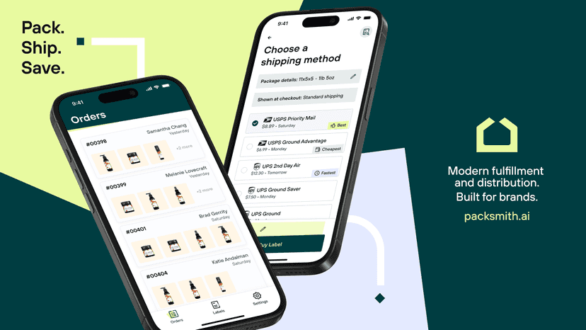Image showing two mobile phones running the Packsmith app