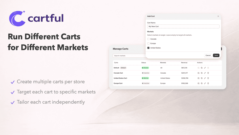 Manage multiple carts across markets from one app