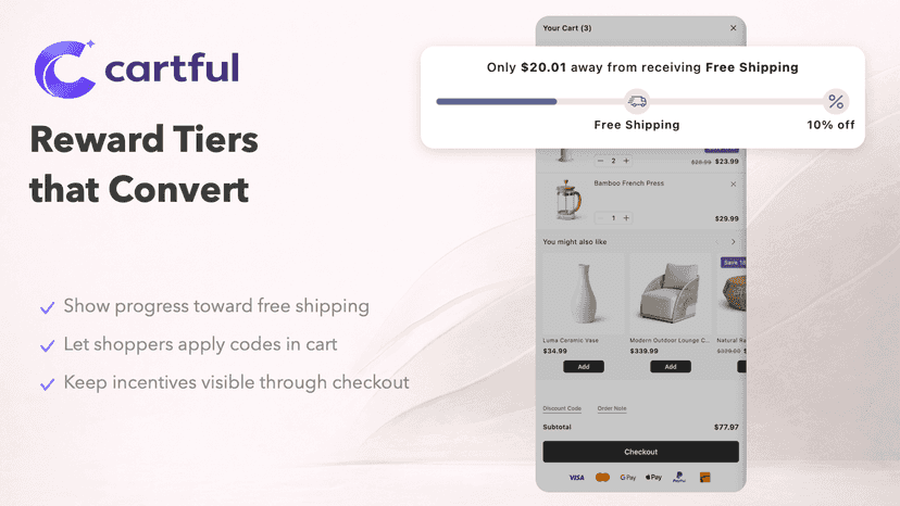 Reward tiers that drive higher cart conversion
