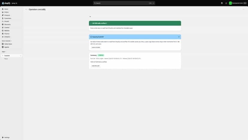 SureEdit verification report showing all edits verified