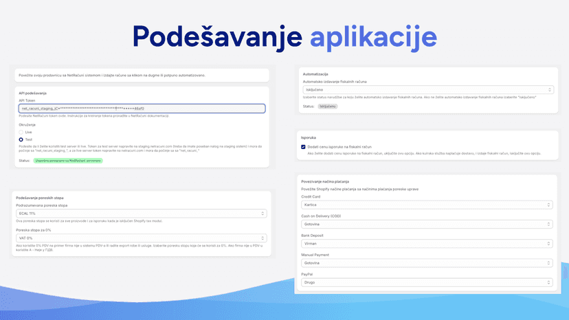 Podešavanje aplikacije