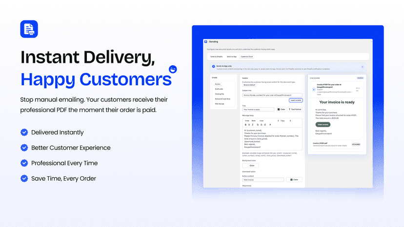 PDF Invoice Auto Send Invoice