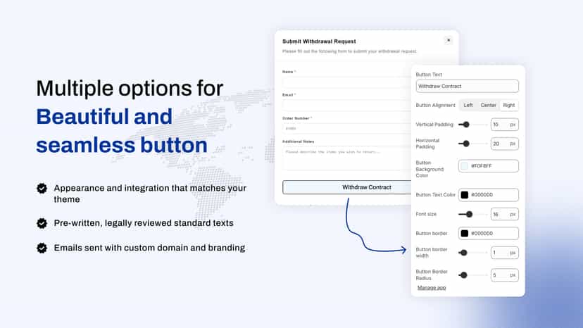 Customer submitting an order withdrawal request