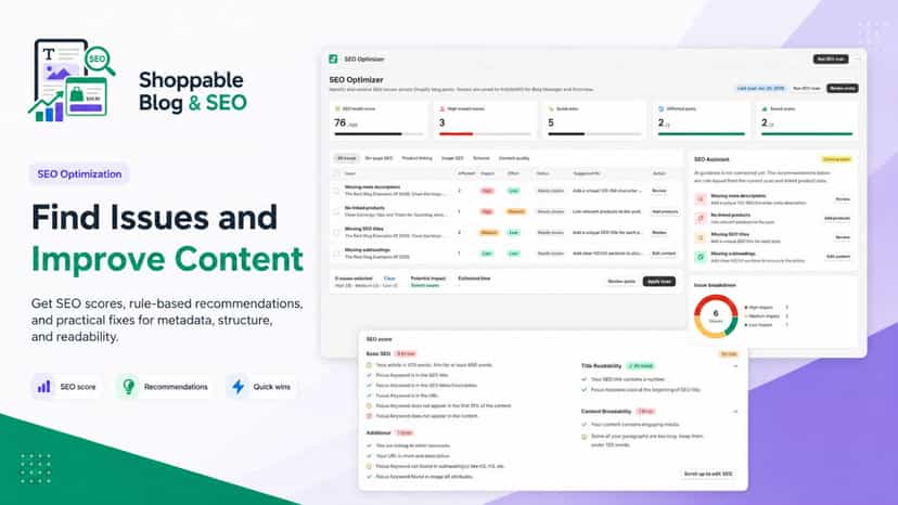 shopable blog & seo optimizer