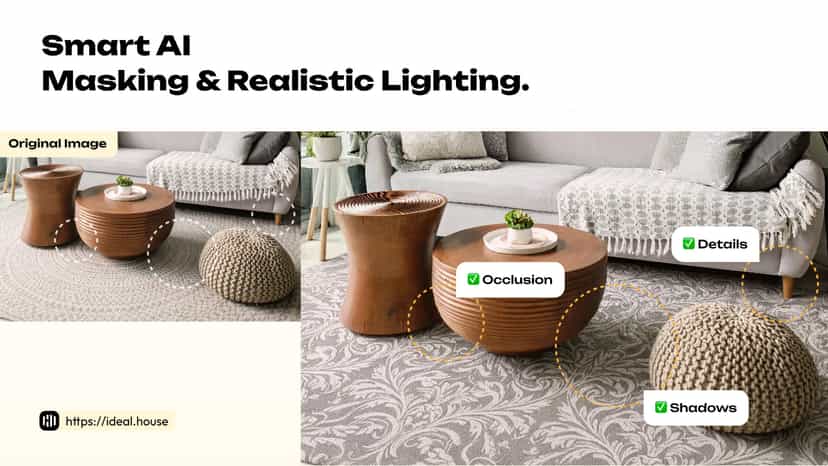 Smart AI: Masking & Realistic Lighting.
