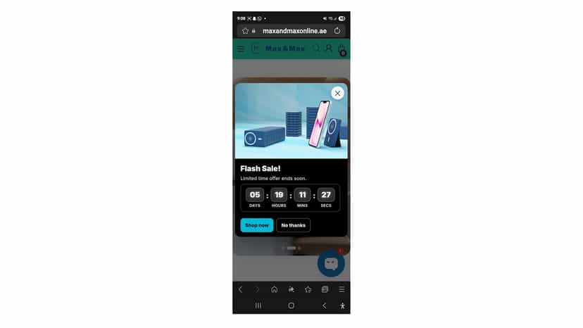 Flash Count Down Sale phone display