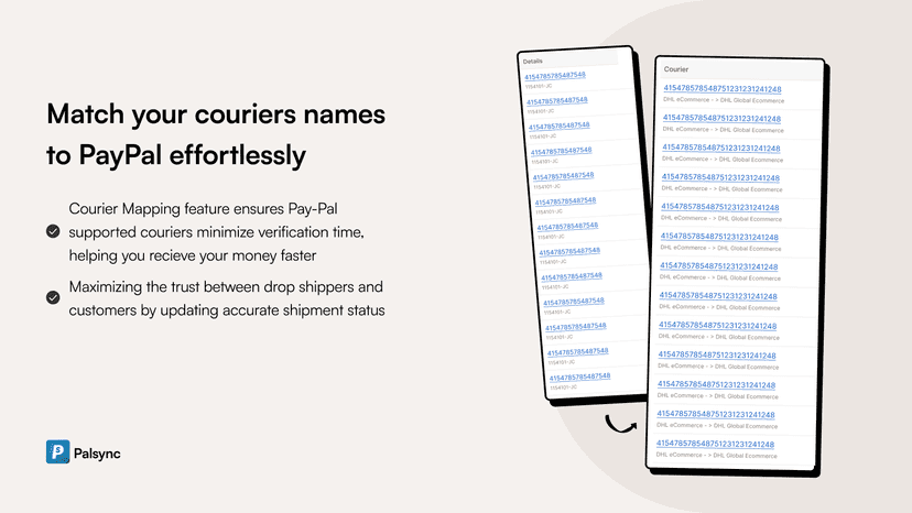 Courier matching rules for the perfect PayPal Tracking Sync