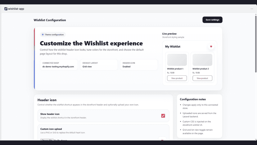 Wishlist Configuration