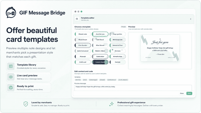 Configure gift messages in the theme editor
