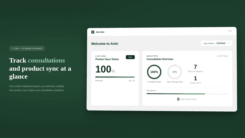 Avie admin Widget Settings page with color pickers, font selecto
