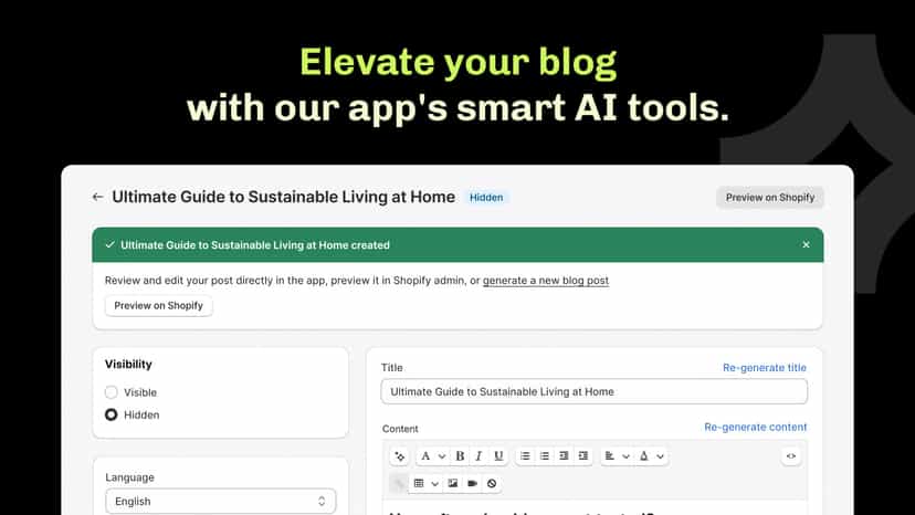 Smart Shopify AI blog writer
