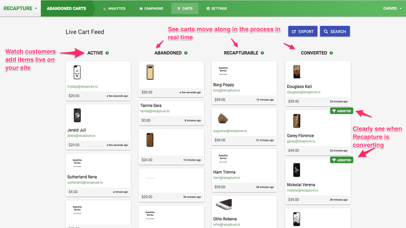 Live Cart Feed from your store