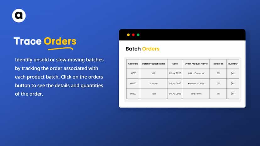 Trace batch orders