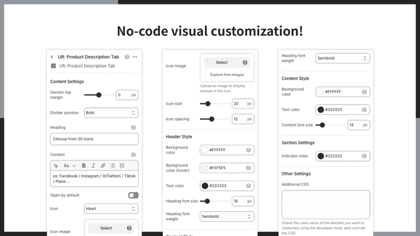 Customize tabs with no code!