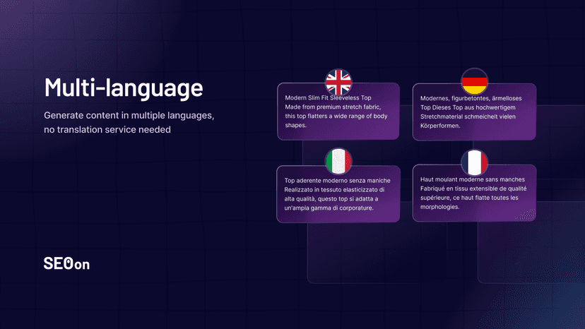 SEO On Product copy multi language product descriptions