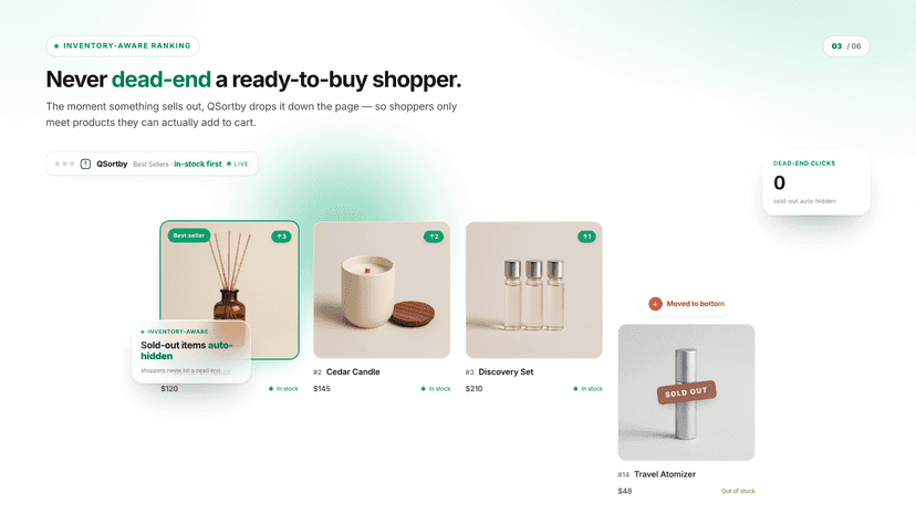 Sold-out products automatically moved to the bottom