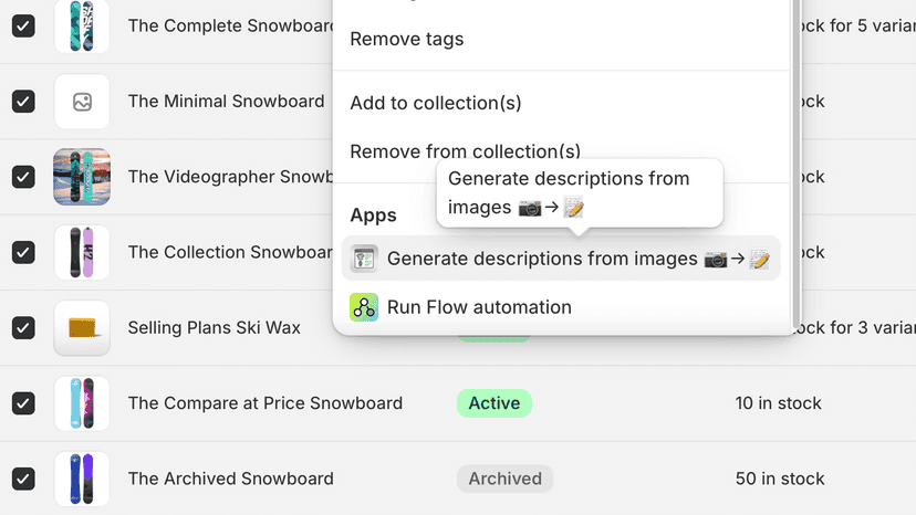 Generate descriptions for multiple products automatically