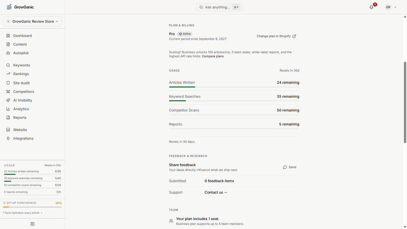 The plan billed by Shopify, with no other checkout
