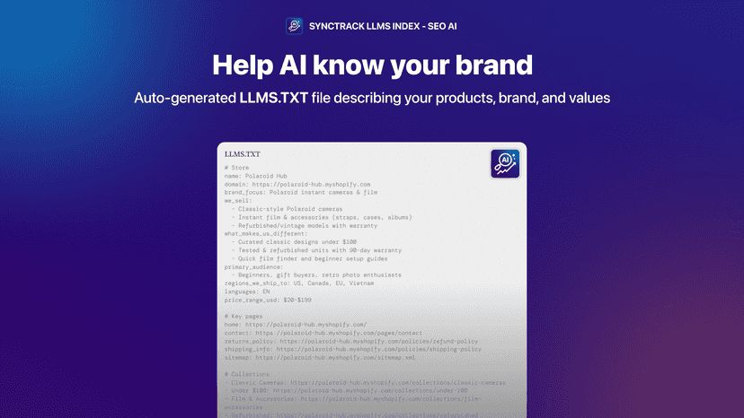 AI reads llms.txt file describing store products and values