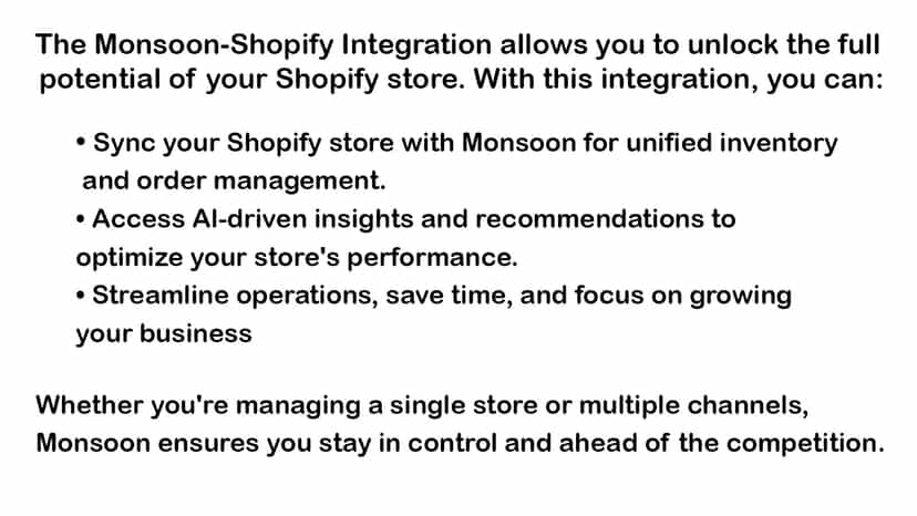 Monsoon-Shopify Integration: Sync, optimize, and streamline